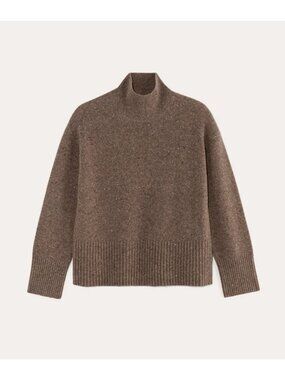 Everlane The Boxy Turtleneck in Cashmere Women's Size XS Taupe Brown Donegal NWT